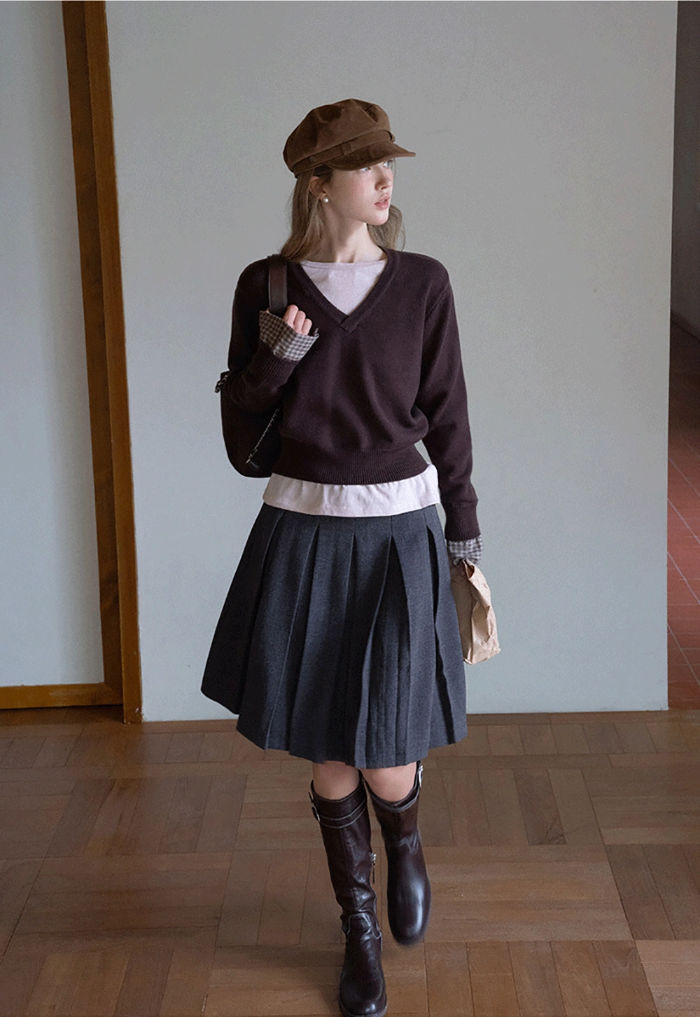 Womens V-Neck Knit Sweater