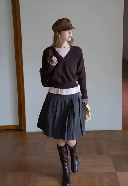 Womens V-Neck Knit Sweater