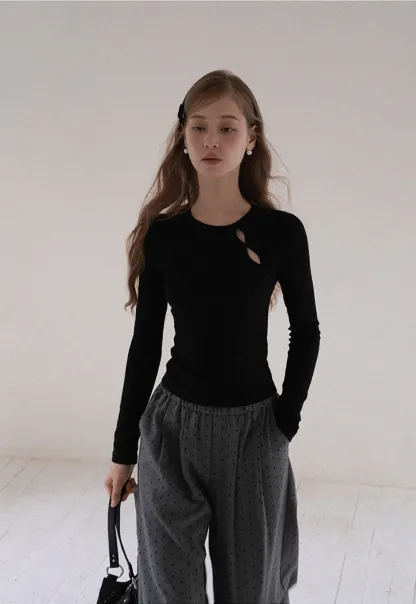 Women High Waist Wide Leg Pants Loose Fit Polka Dot Trousers