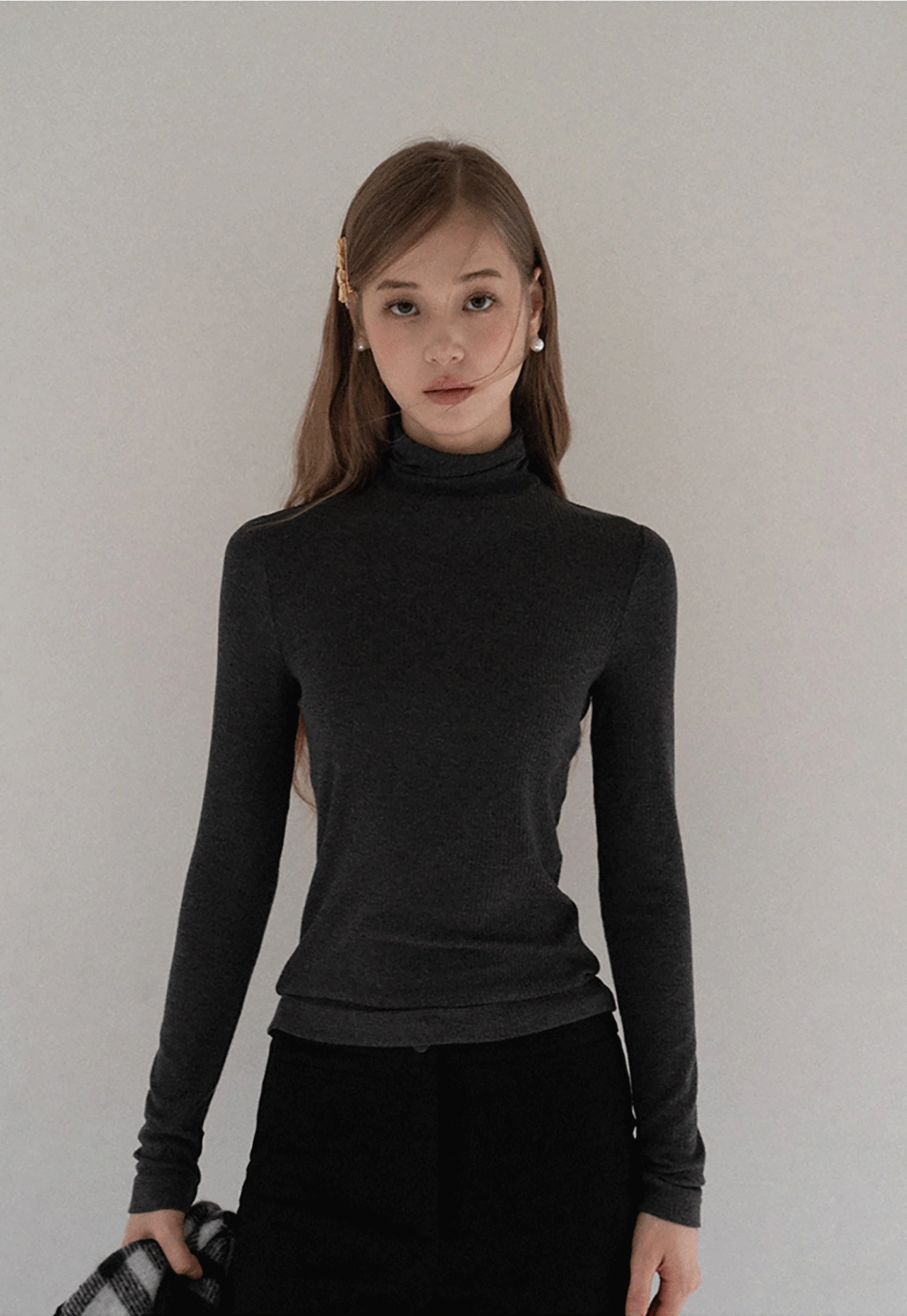 Women Soft Knit Turtleneck Slim Fit Shirt