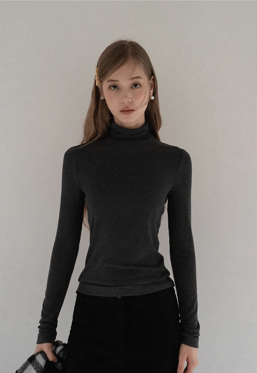 Women Soft Knit Turtleneck Slim Fit Shirt