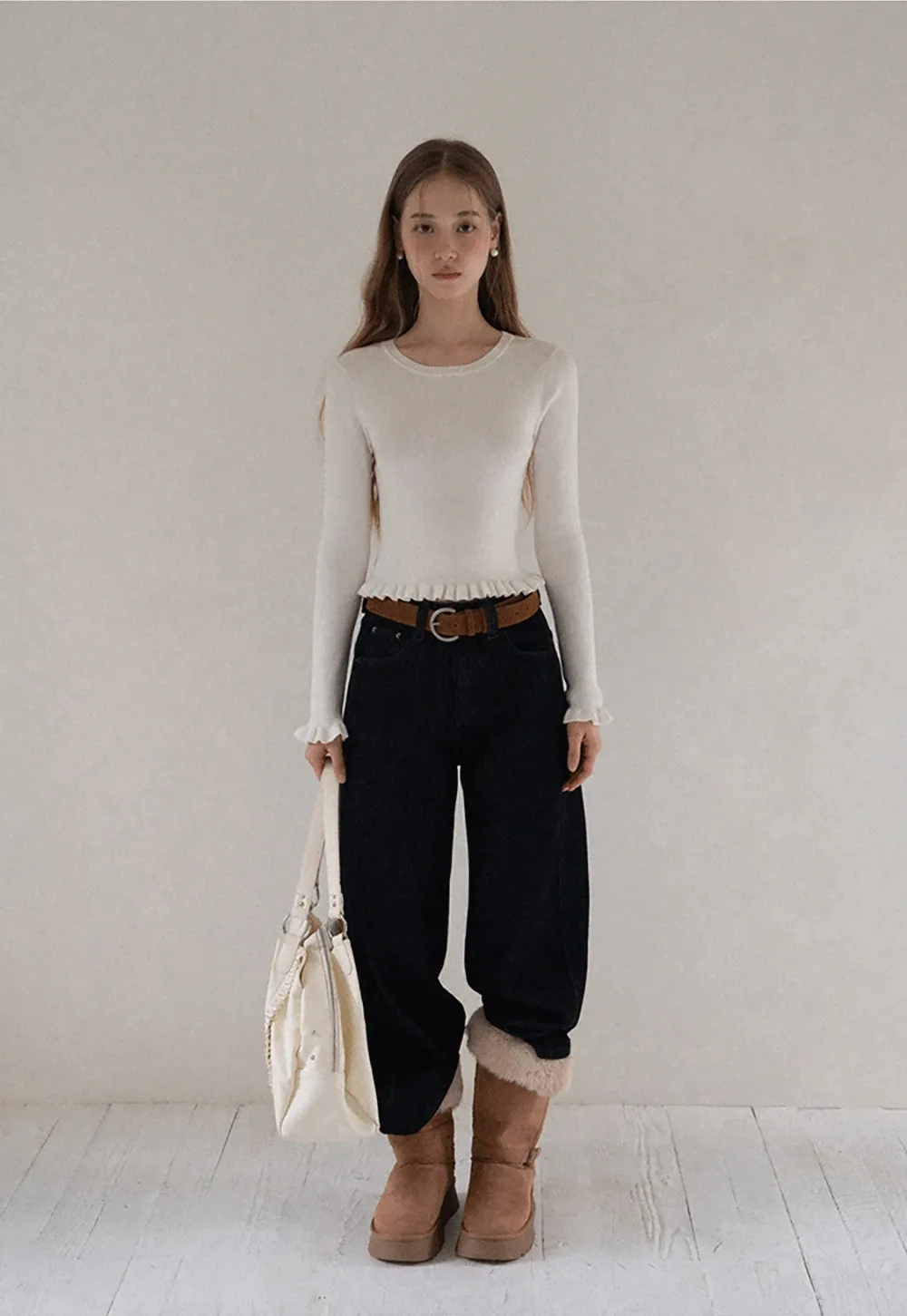 Women Minimalist Knit Long Sleeve Slim Fit Sweater