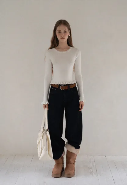 Women Minimalist Knit Long Sleeve Slim Fit Sweater