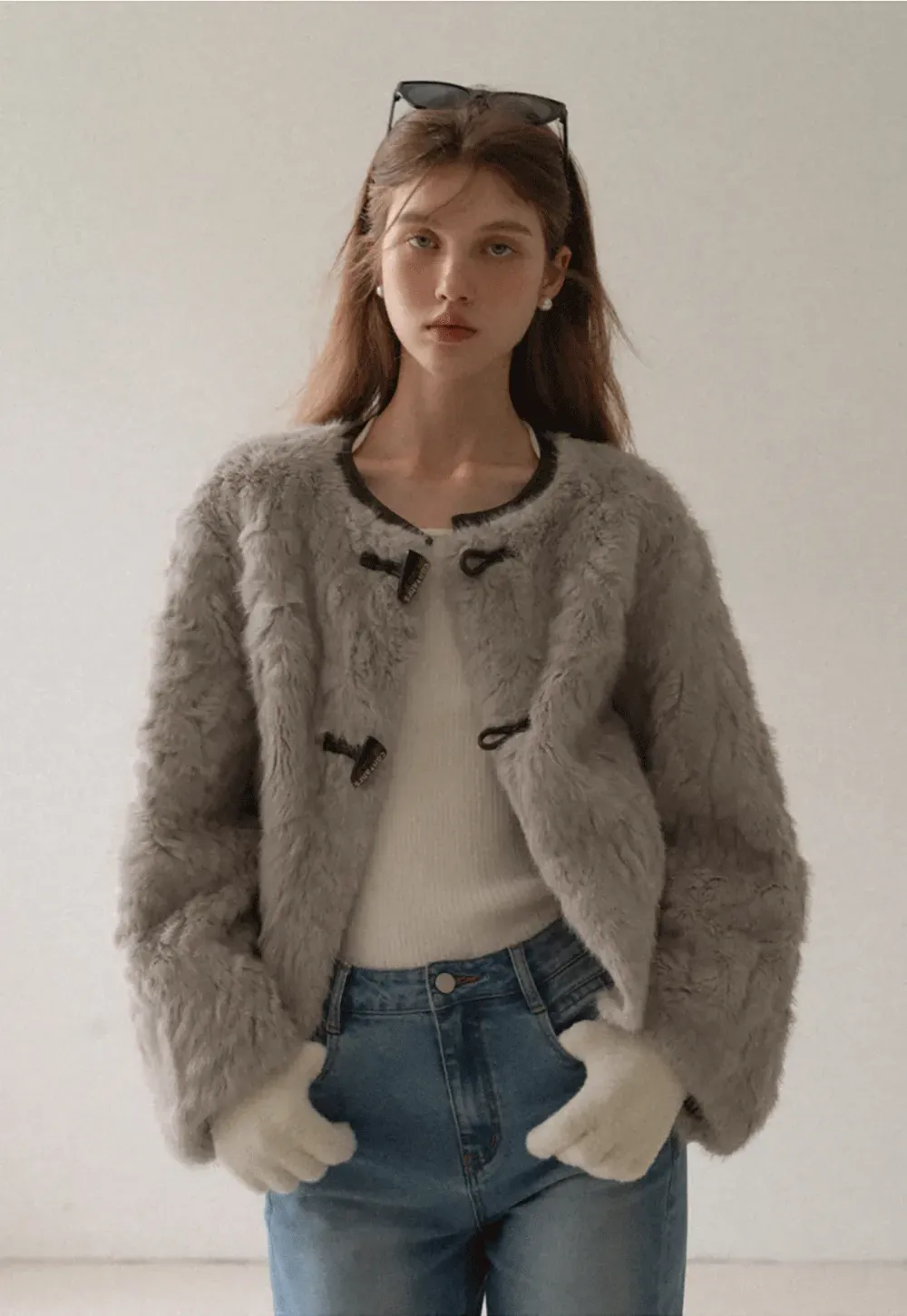 Toggle Closure Faux Fur Jacket