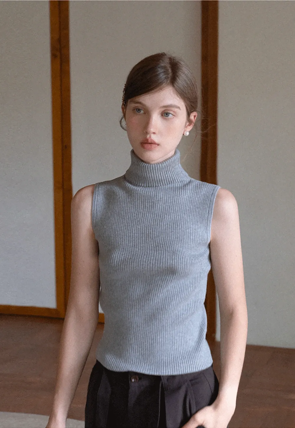 Turtleneck Tank and Long Sleeve Cardigan Set