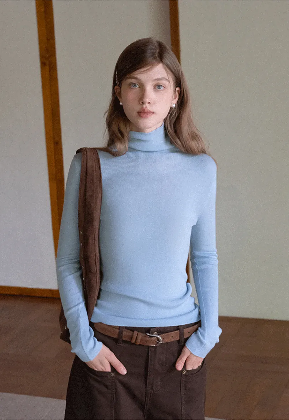 Ribbed Turtleneck Top