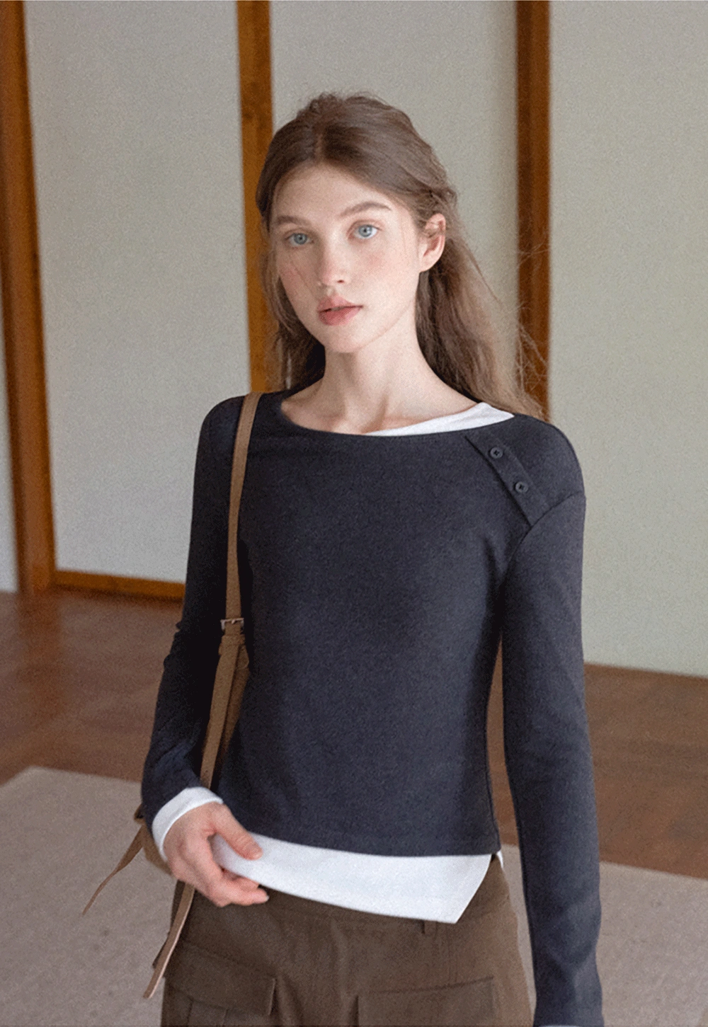 Women Long Sleeve Button Detail Top