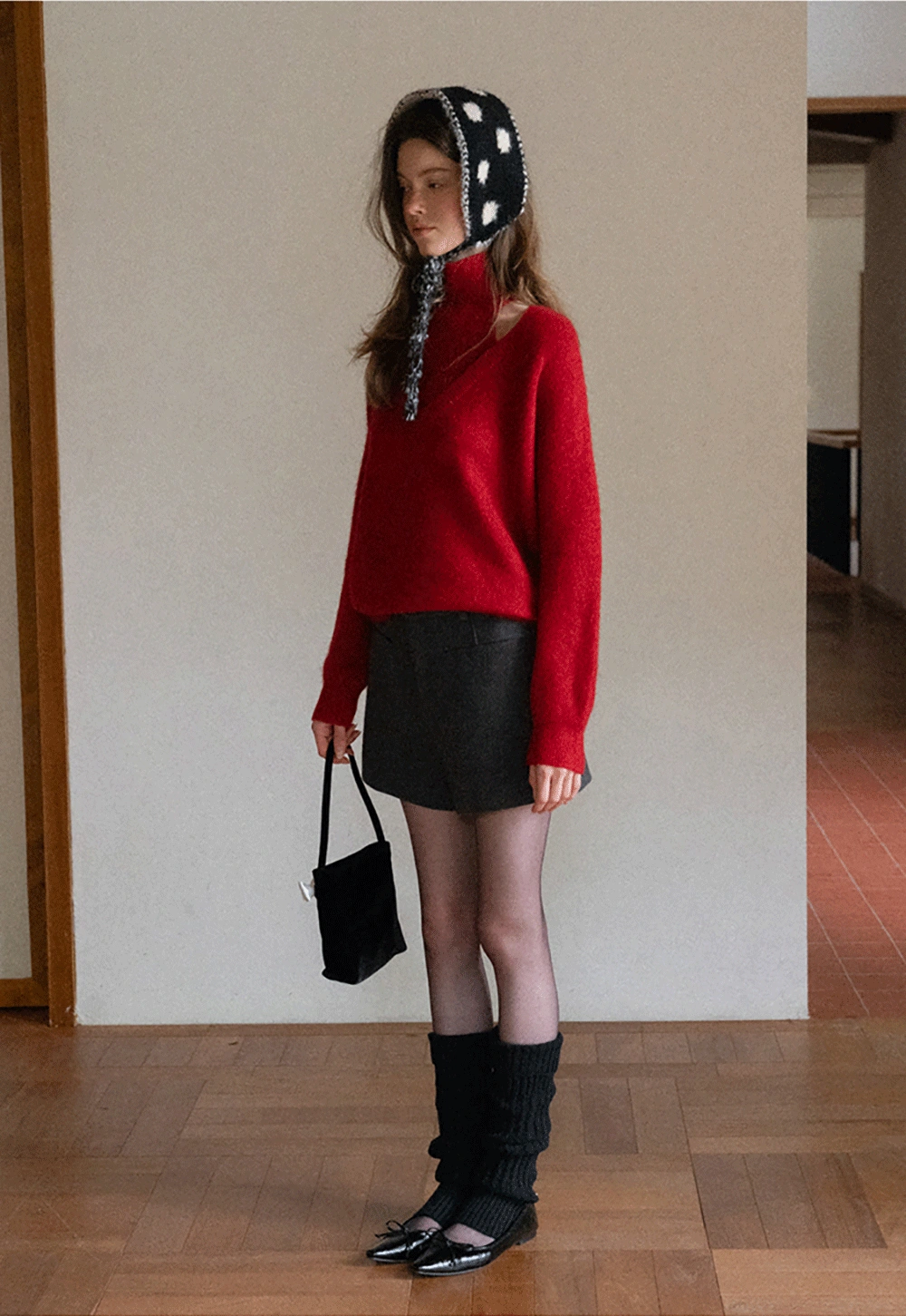 Versatile Warm Polka Dot Tie Neck Ear Muff Scarf