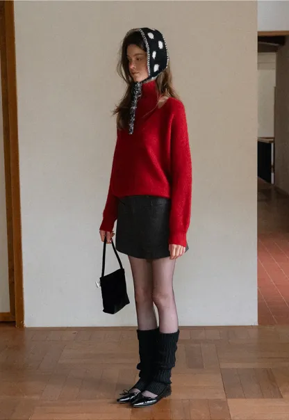 Versatile Warm Polka Dot Tie Neck Ear Muff Scarf