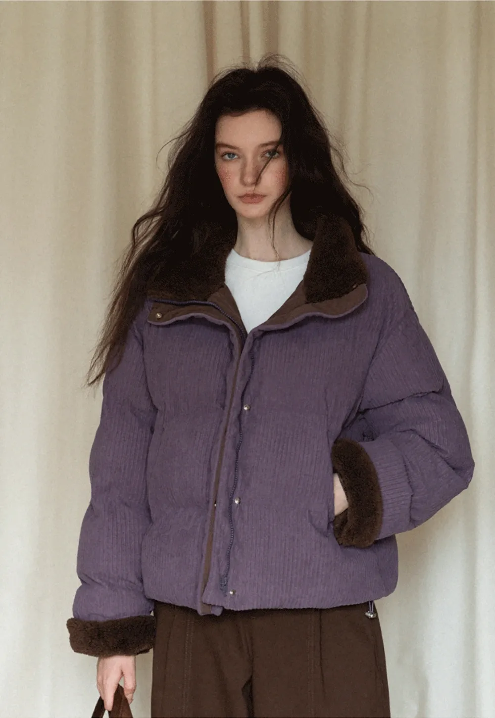 Cozy Corduroy Thick Winter Cotton Coat for Women