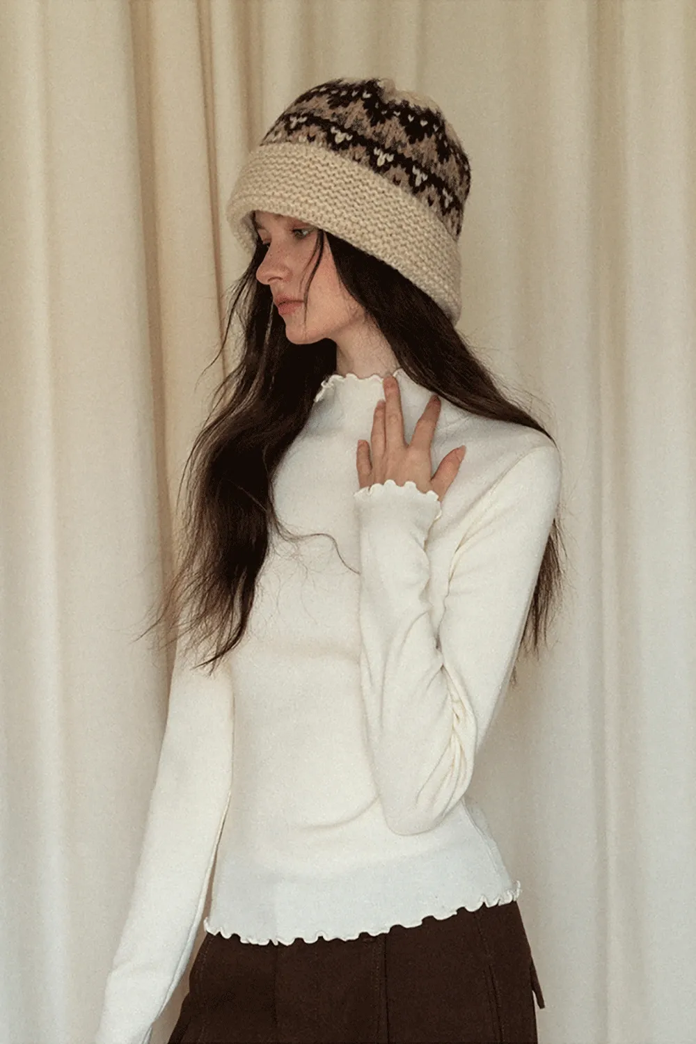 Japanese Vintage Jacquard Wool Blend Beret