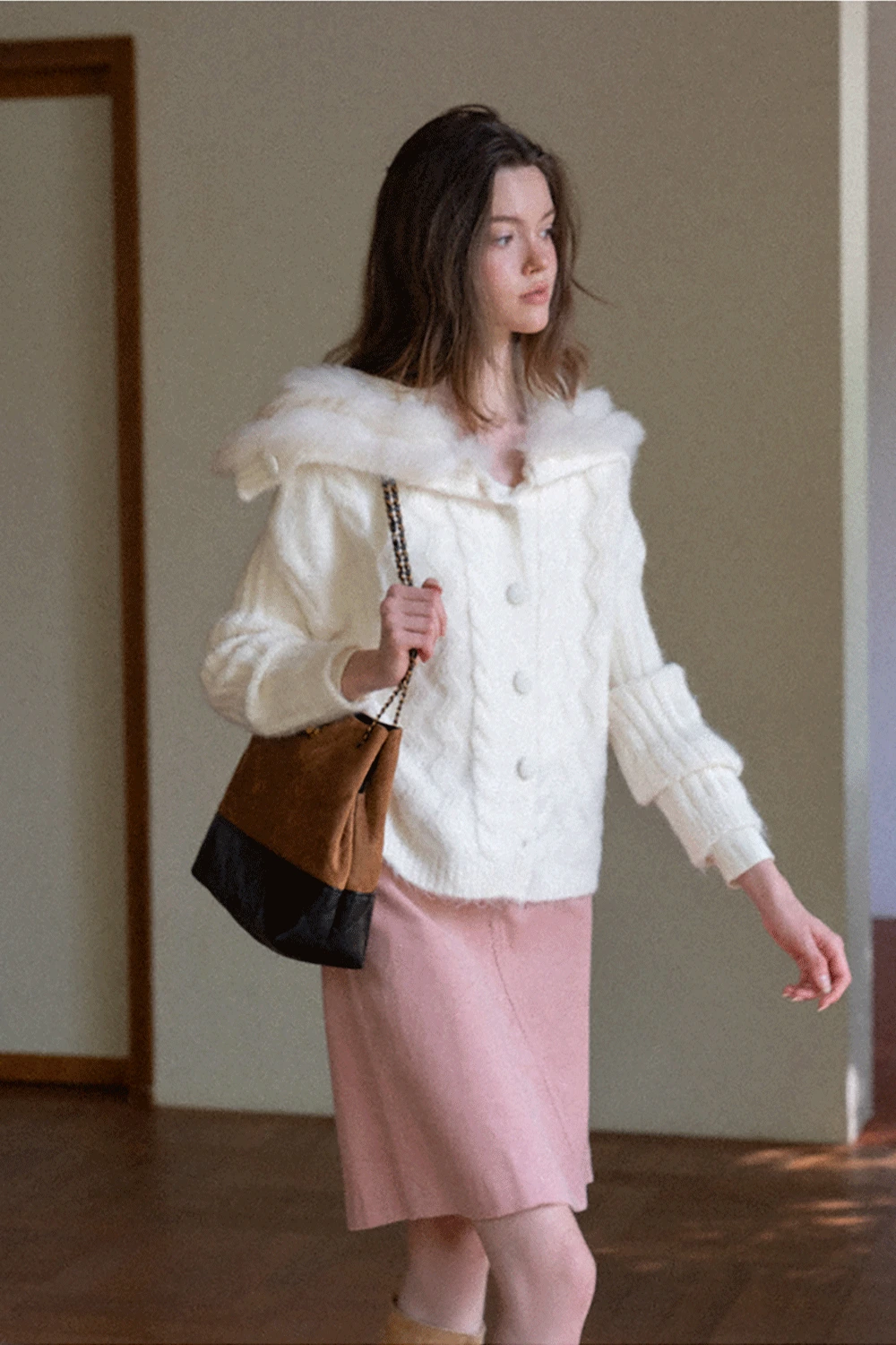 Statement Fuzzy Cable Knit Cardigan