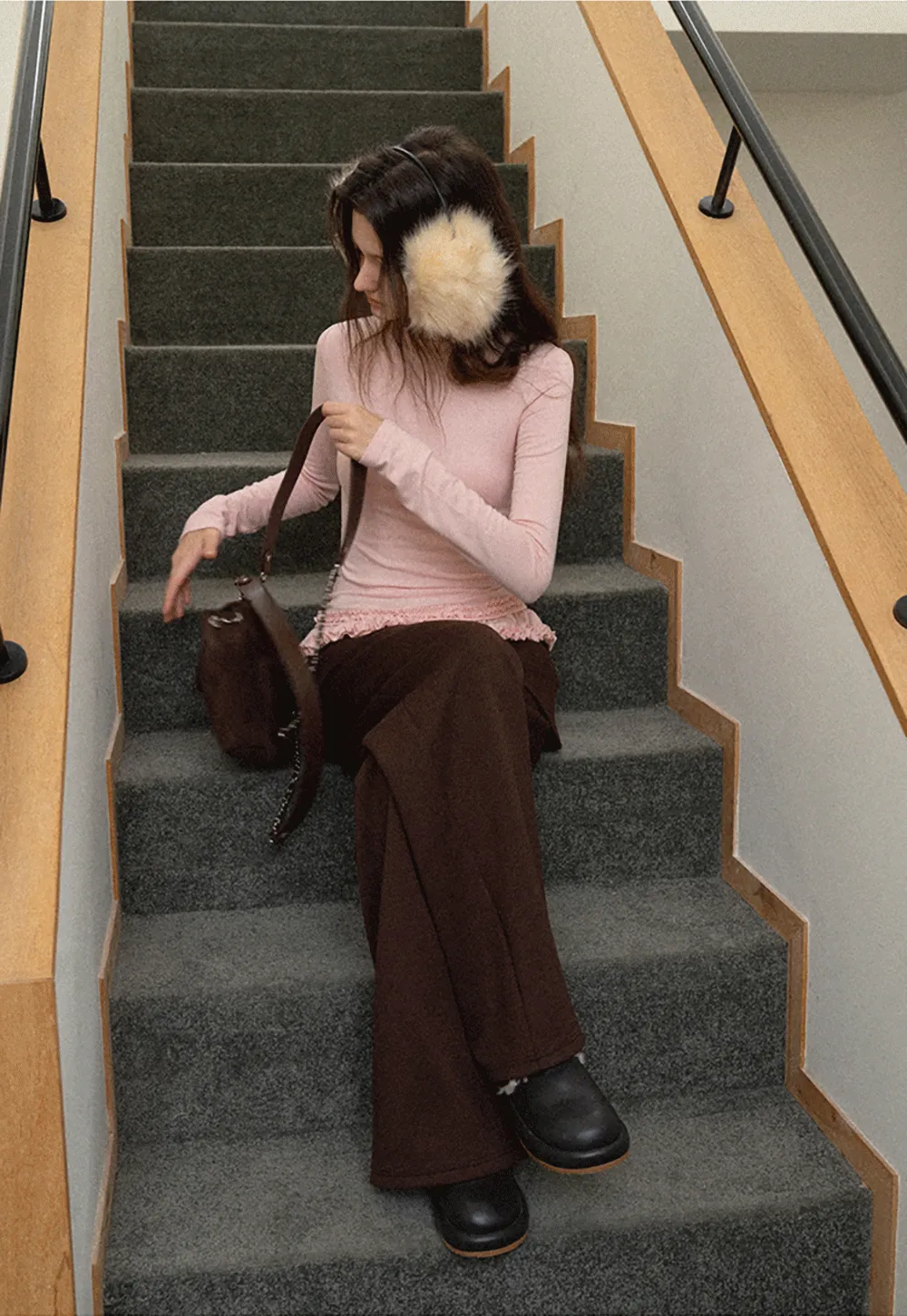 Ruffled Hem Long-Sleeve Tee