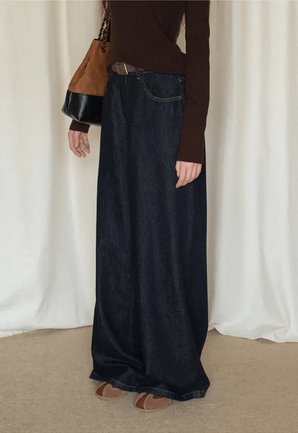 Wide-Leg Dark Wash Jeans