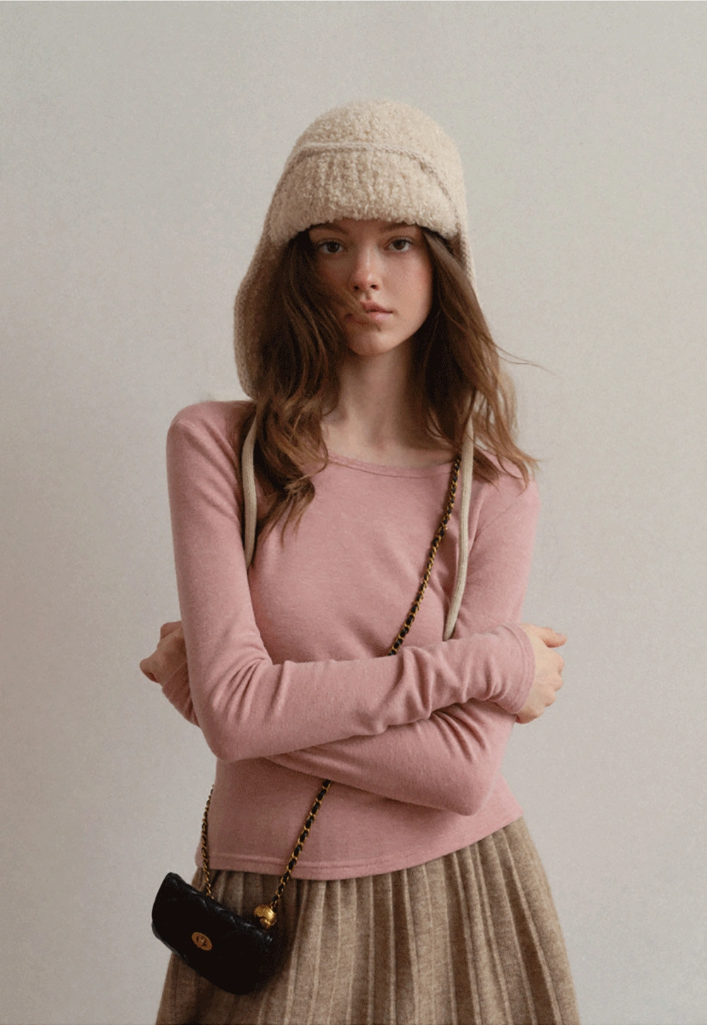 Women Casual Long Sleeve Top with Ribbed Design