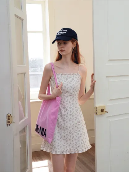 Floral Tie Strap Mini Dress