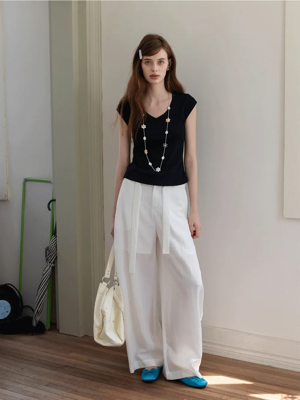 Women's High Waist Balloon Pants with Belted Waist