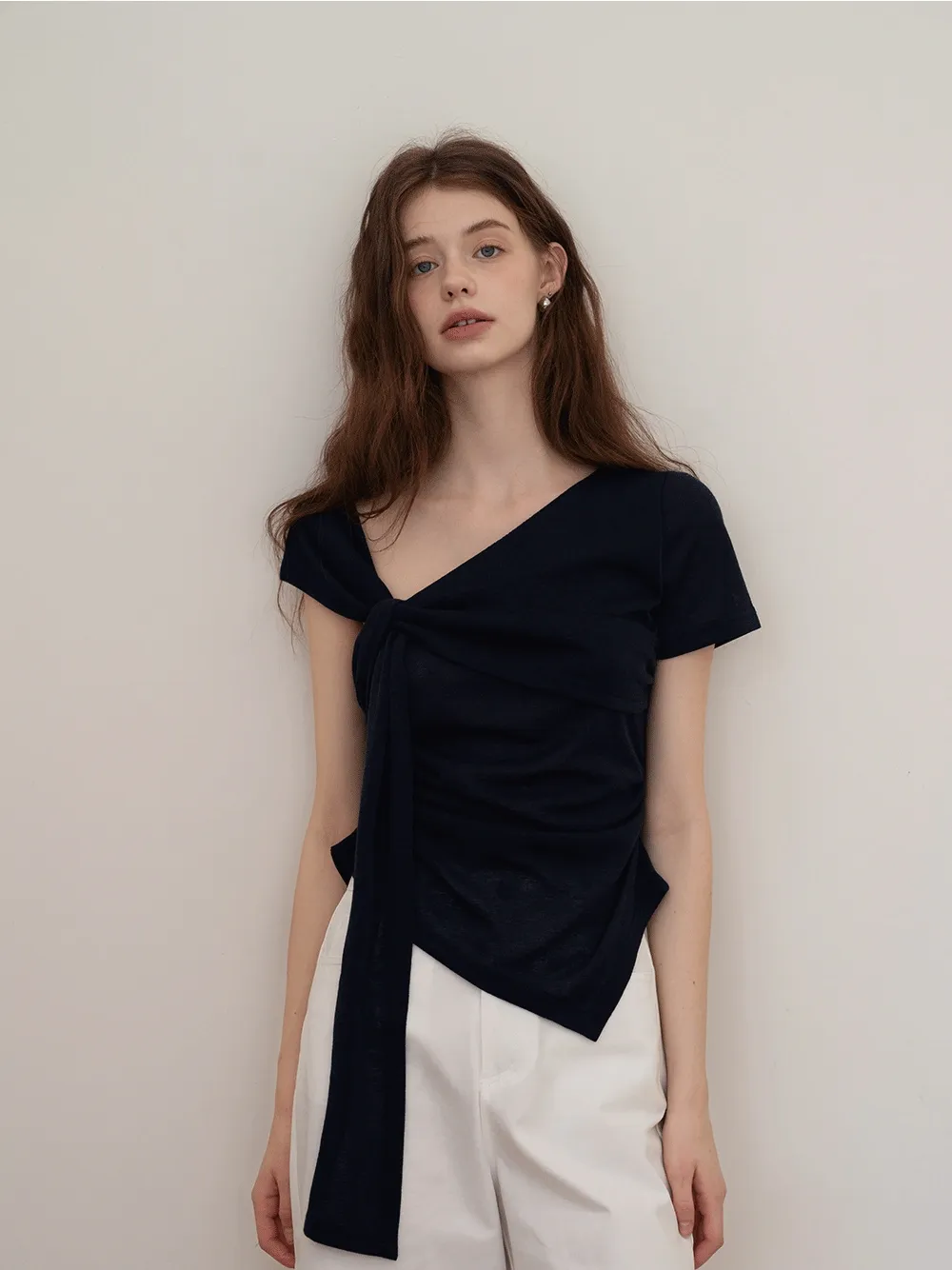 Asymmetrical Tie-Front T-Shirts