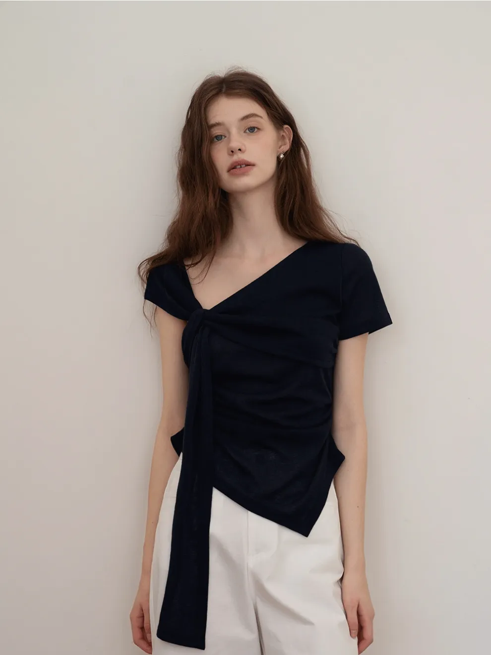 Smallshow T-Shirt Maternité Manches Courtes Tie Front - Top Grossesse Confortable Et Élégant
