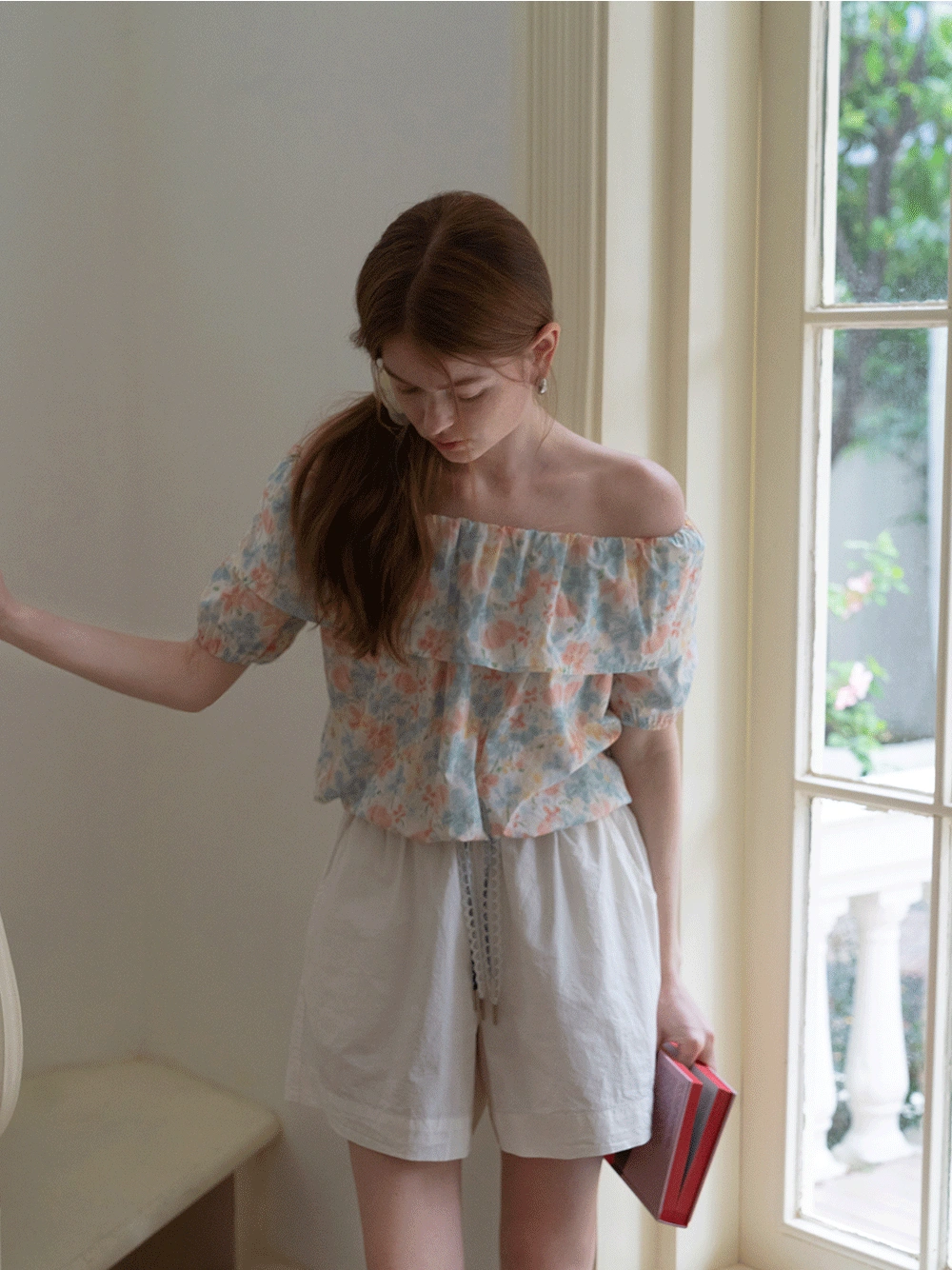 Contrast Drawstring Cotton Shorts