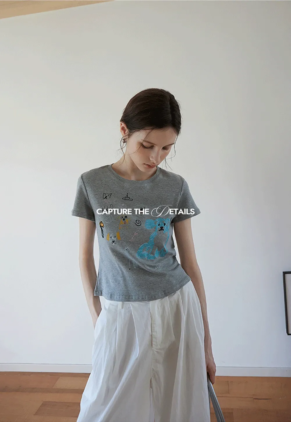 Artistic Dog Graphic Fitted Tee