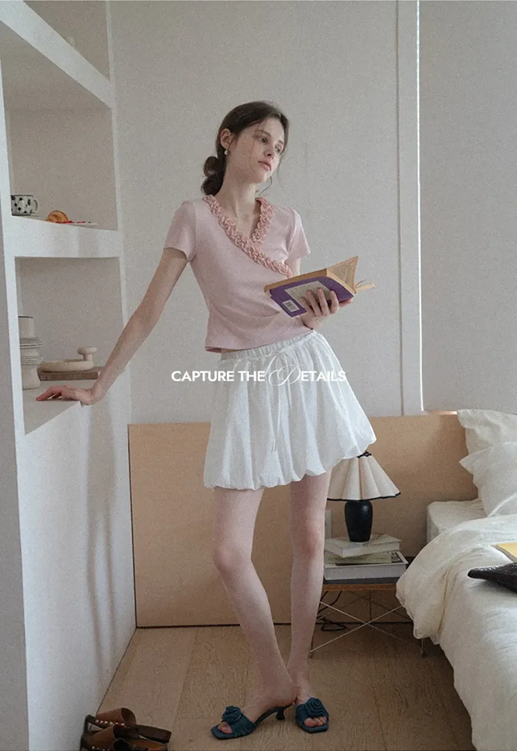 Ruched Trim Wrap Style T-Shirt