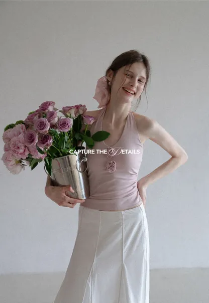 Women’s Rosette Halter Knit Tank