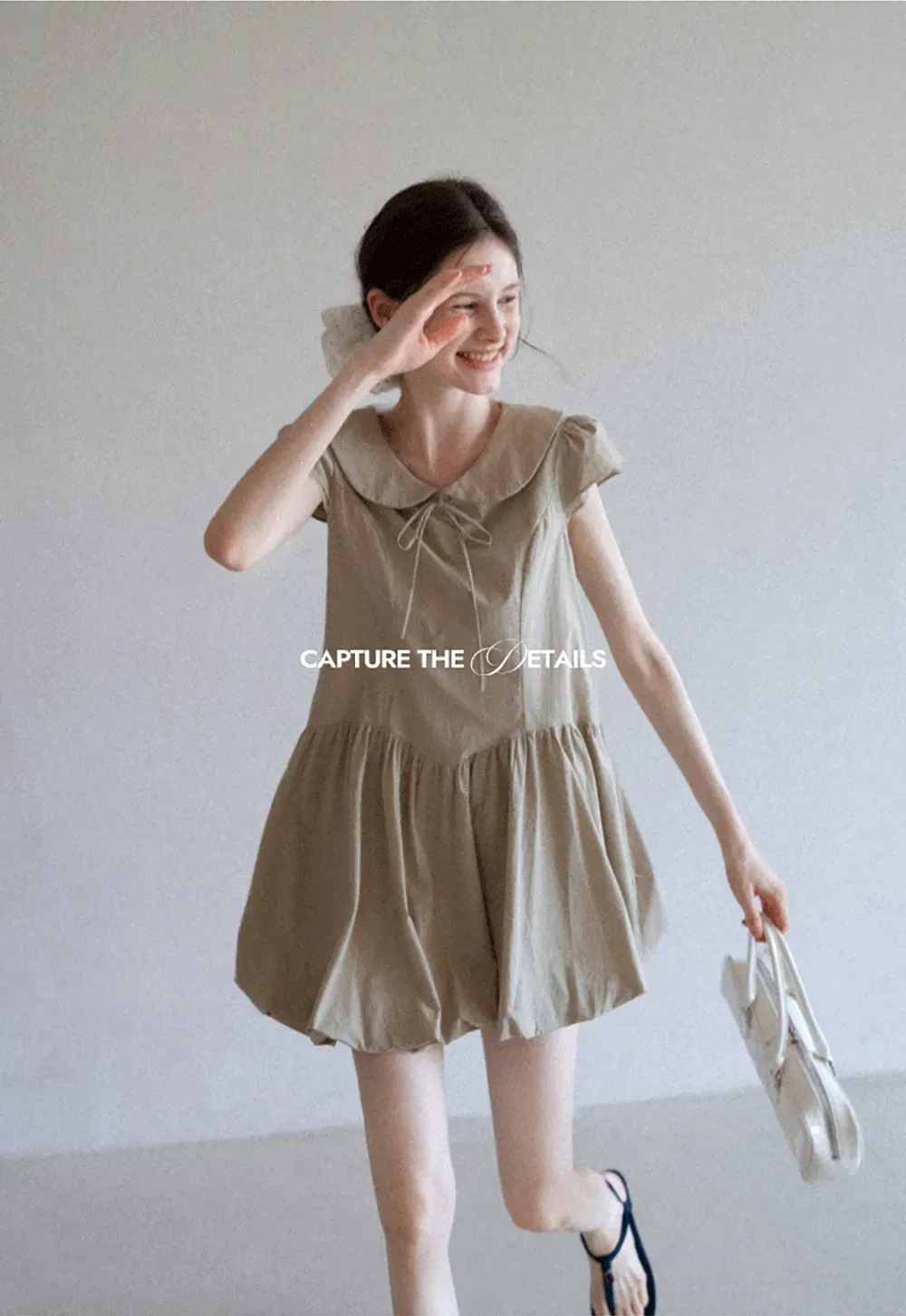 Peter Pan Collar Puff Sleeve Mini Dress