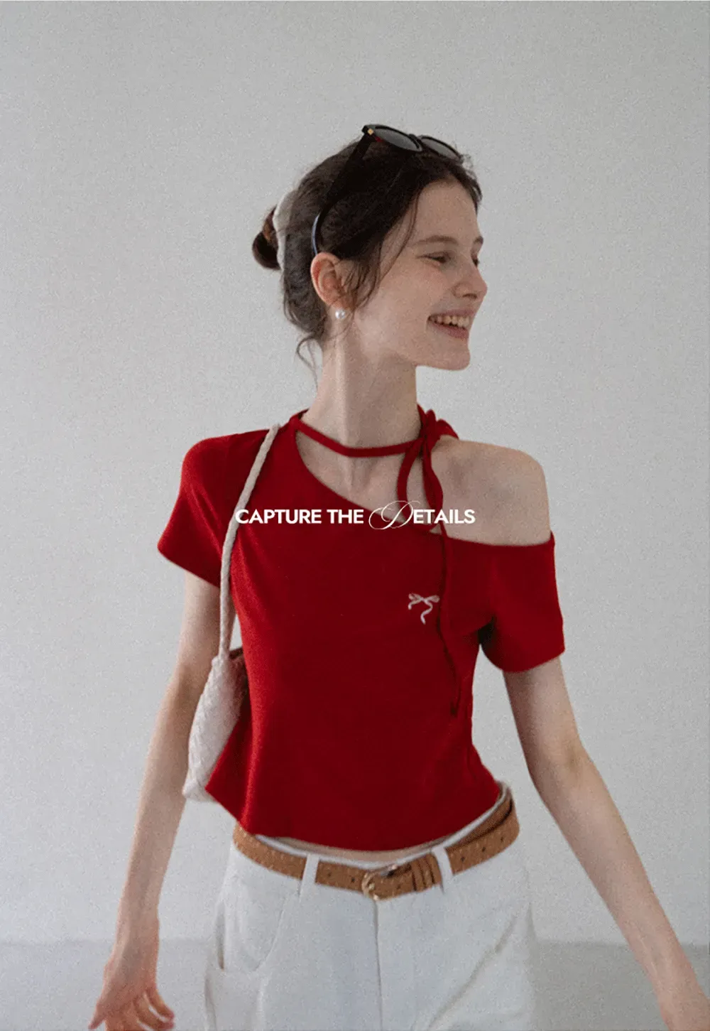 Asymmetric Tie Neck T-Shirt