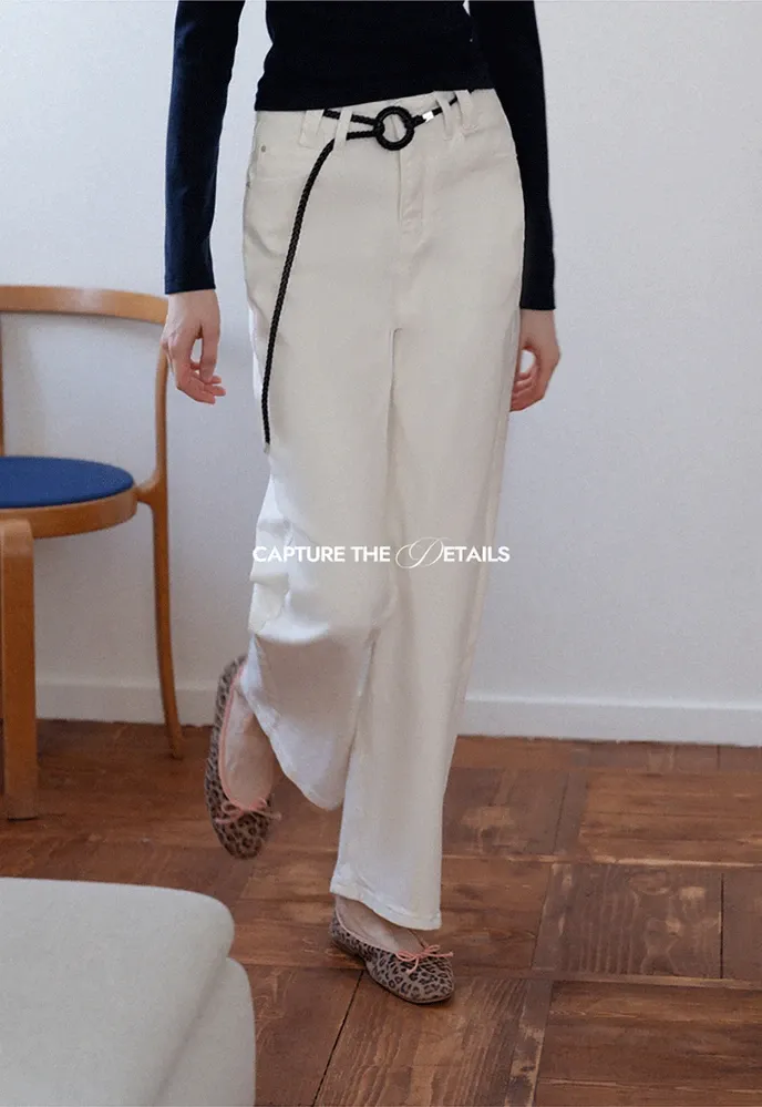 Wide Leg Jeans with Scarf Belt
