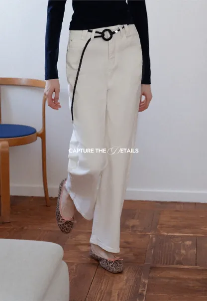 Wide Leg Jeans with Scarf Belt