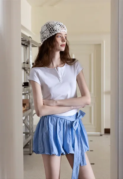 V-Neck Ruched Side Top