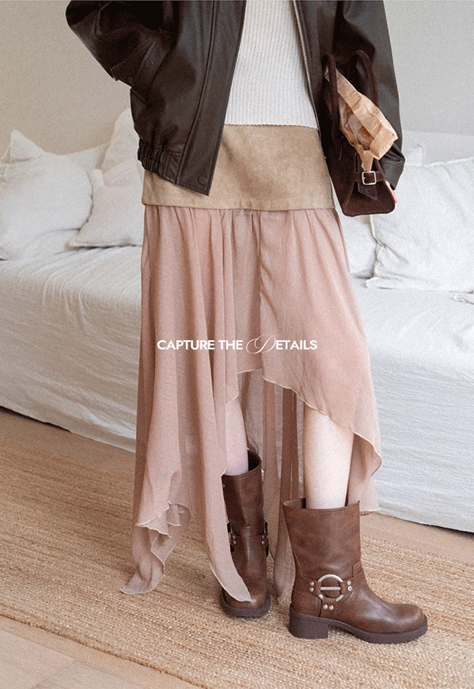 Patchwork Handkerchief-Hem Tie-Waist Skirt