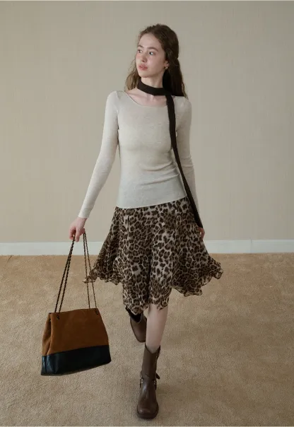 Womens Long Sleeve Knit Shirt with Tie Detail