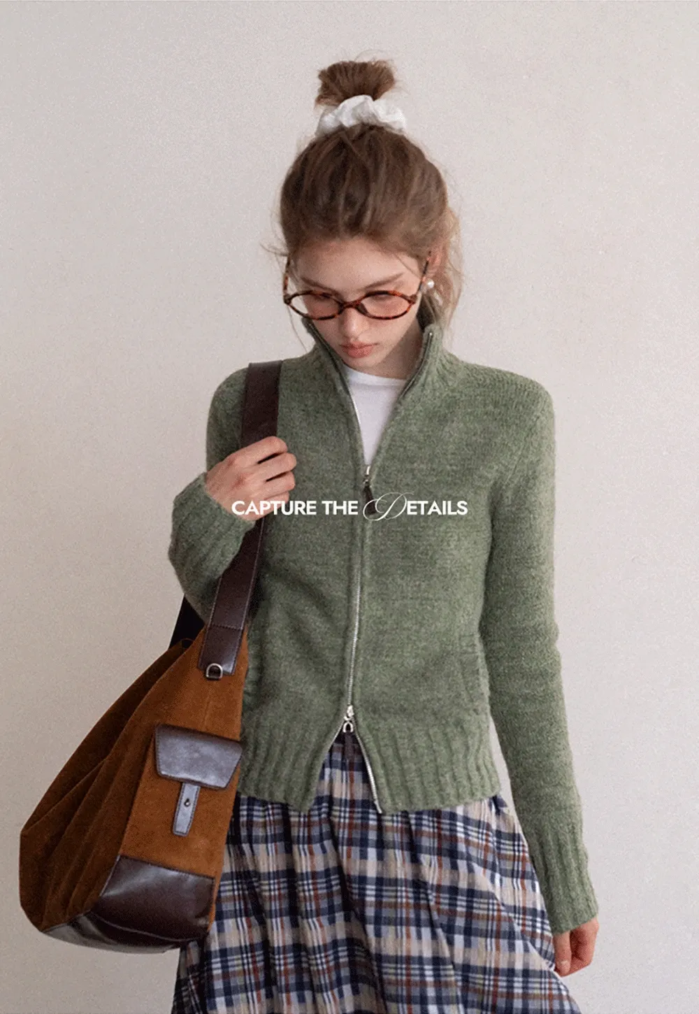 Women’s High Neck Zip Up Knit Cardigan