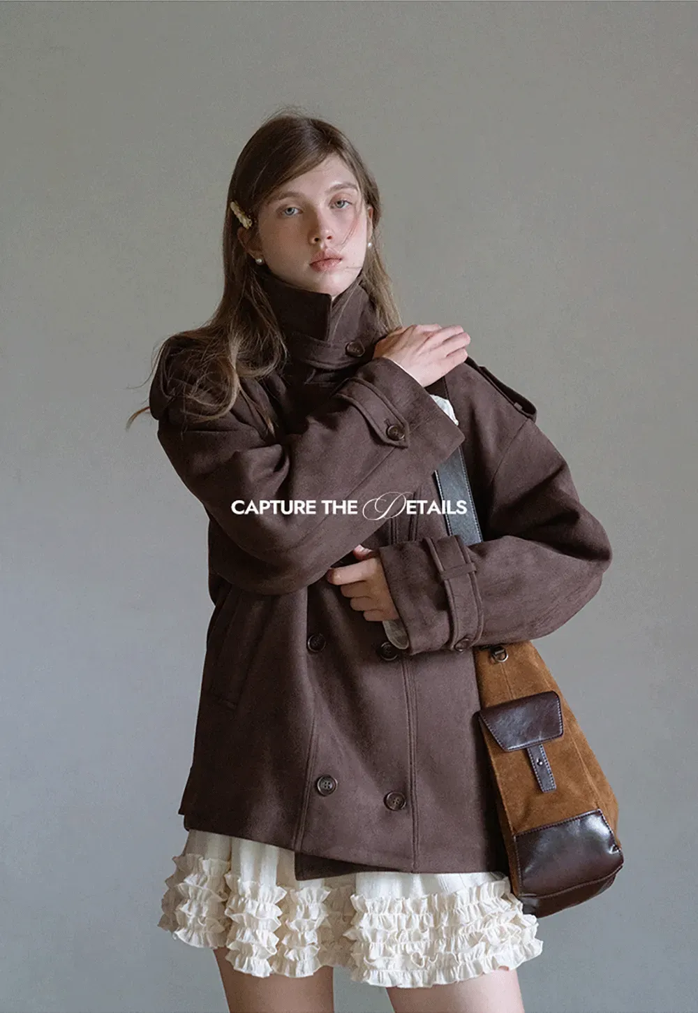 Double Breasted Suede Coat