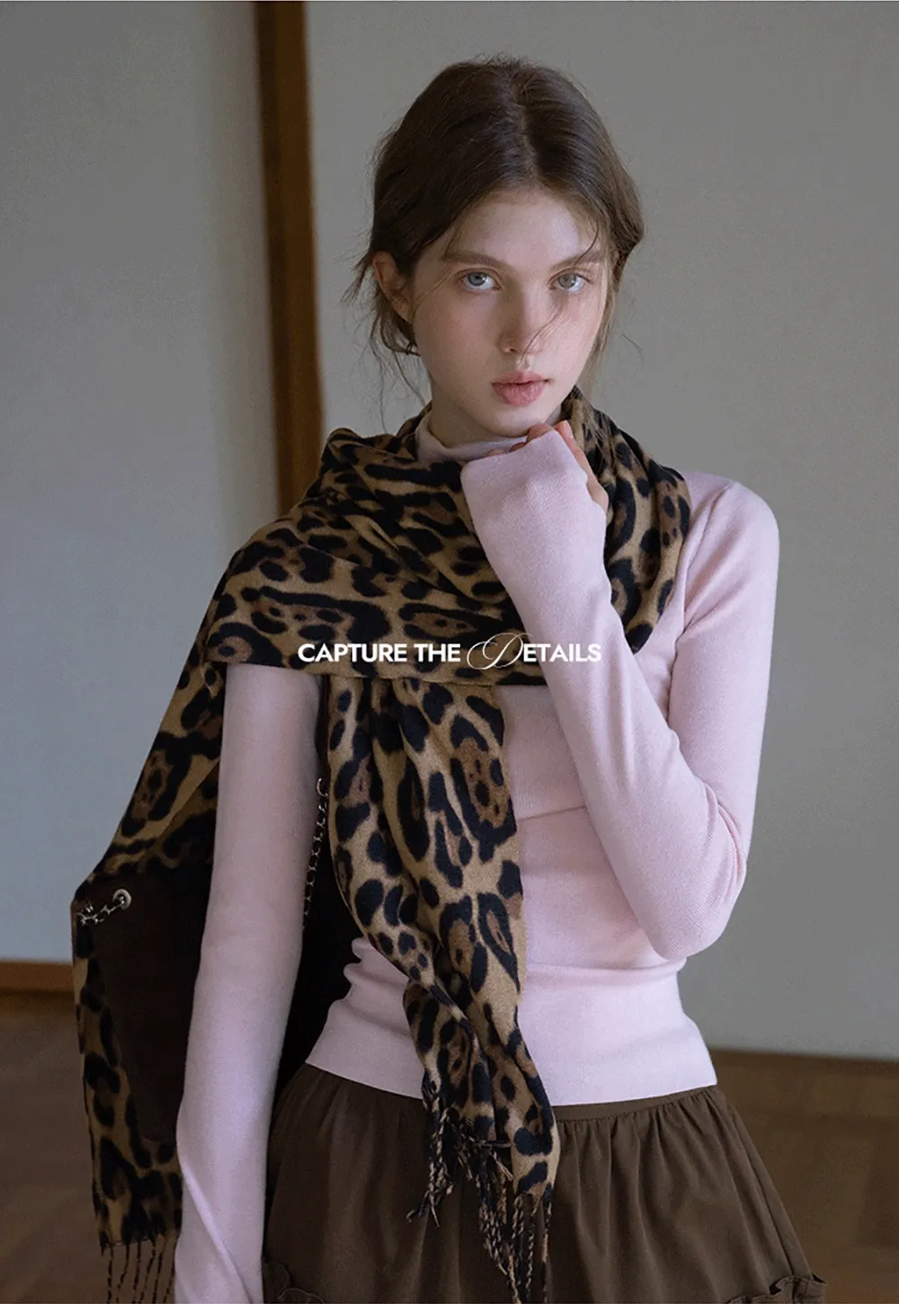 Leopard Print Tassel Scarf Warm Faux Cashmere