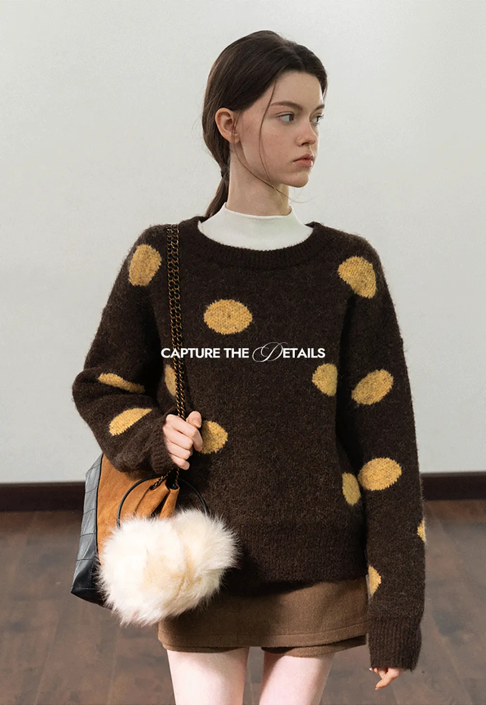 Fuzzy Polka Dot Knit Sweater