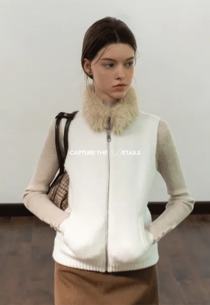 Stand-Collar Twist Button Knit Top