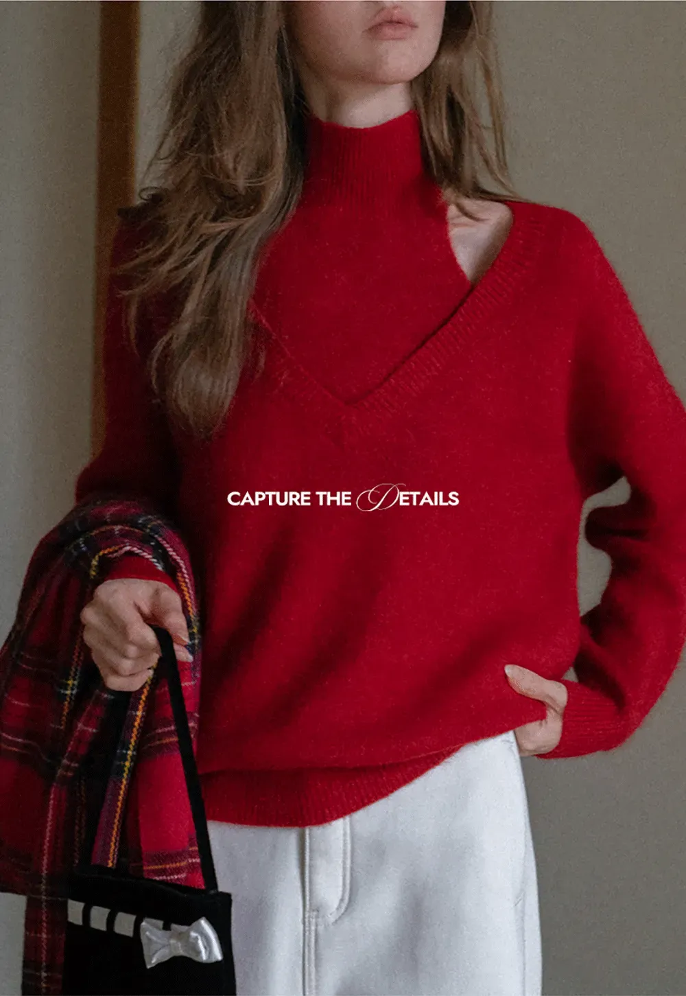 Cut-Out Layered Turtleneck Sweater