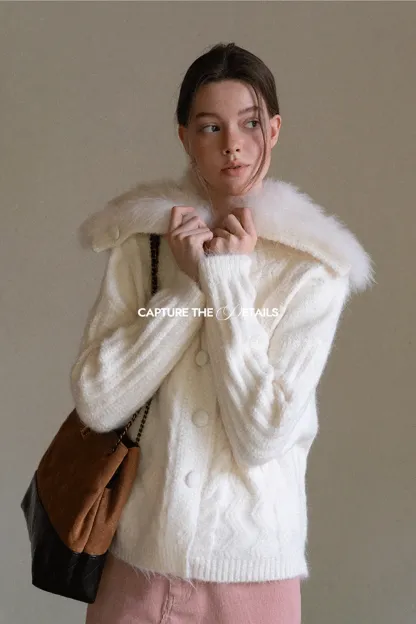 Statement Fuzzy Cable Knit Cardigan