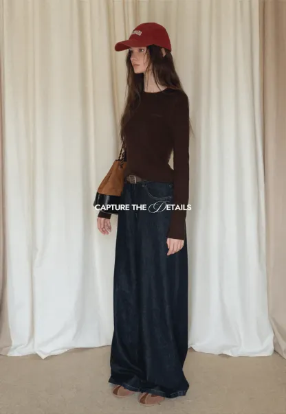 Wide-Leg Dark Wash Jeans