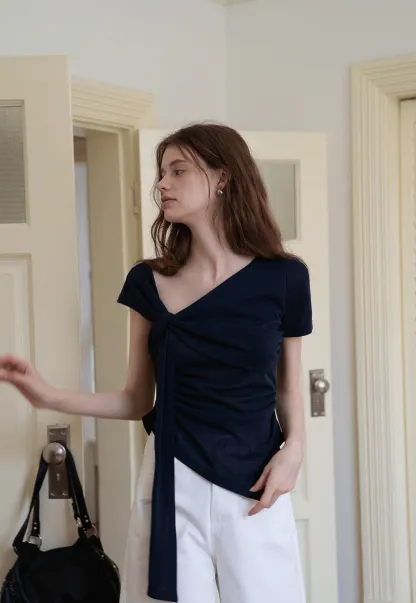 Asymmetrical Tie-Front T-Shirts