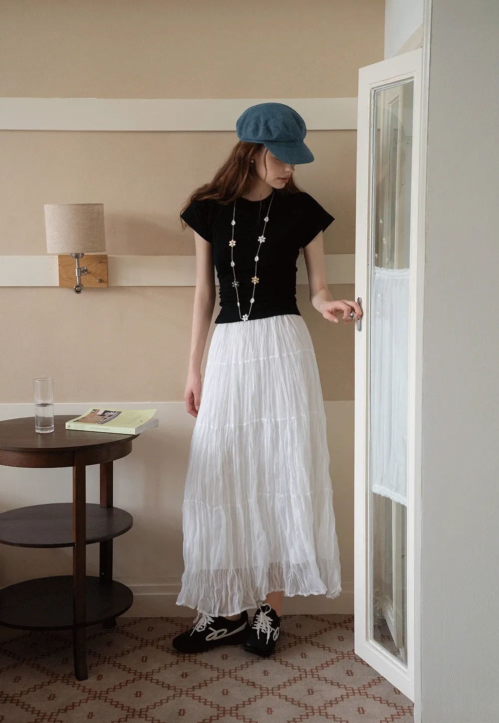 Slim Fit Side-Ruched Cap Sleeve Tee