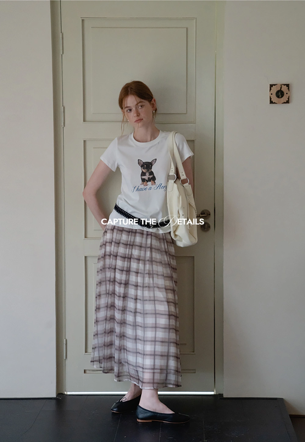 Women’s High Waist Plaid Chiffon Midi Skirt