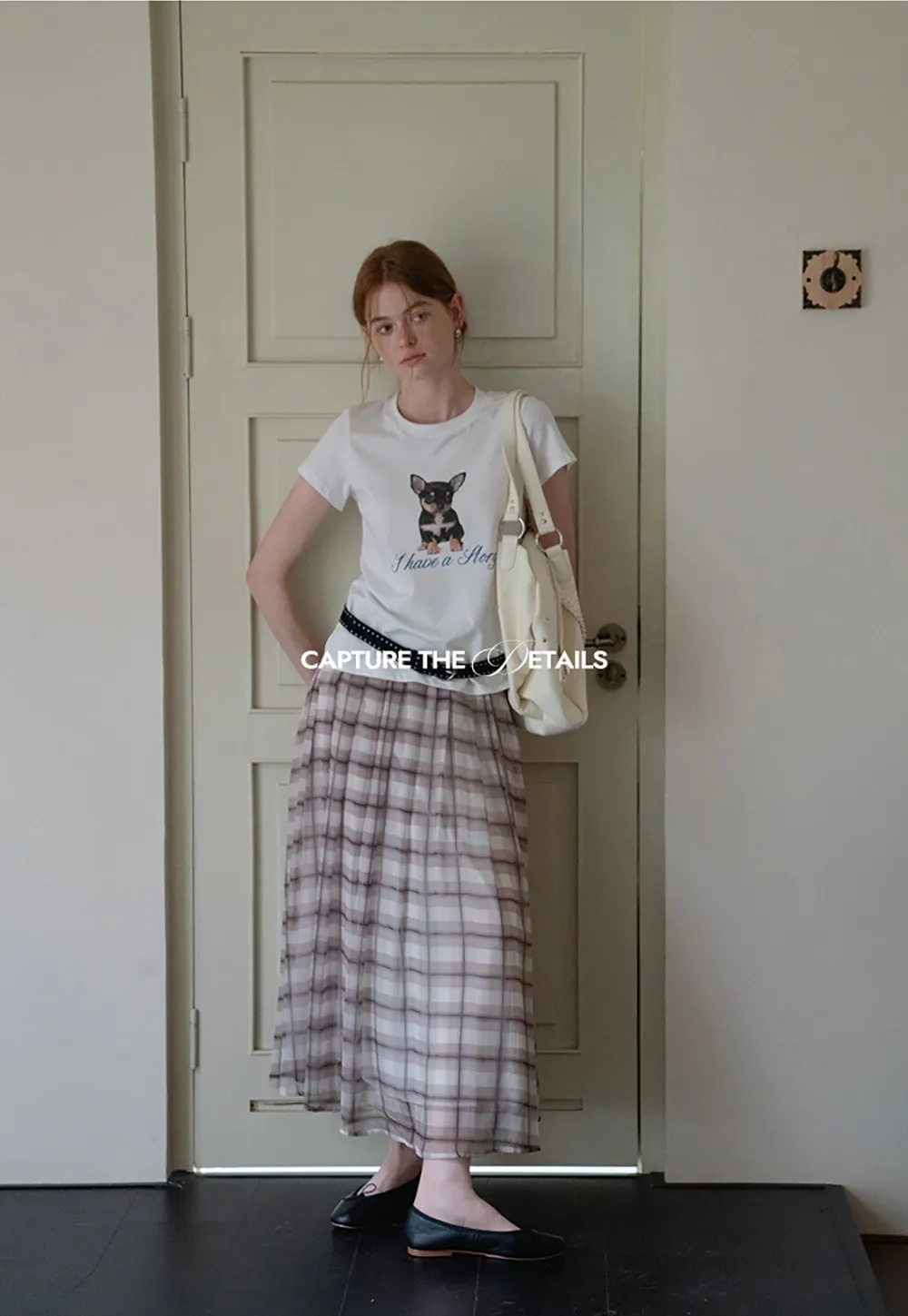 Women’s High Waist Plaid Chiffon Midi Skirt