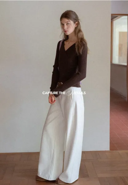 Ribbed Wrap Knit Top