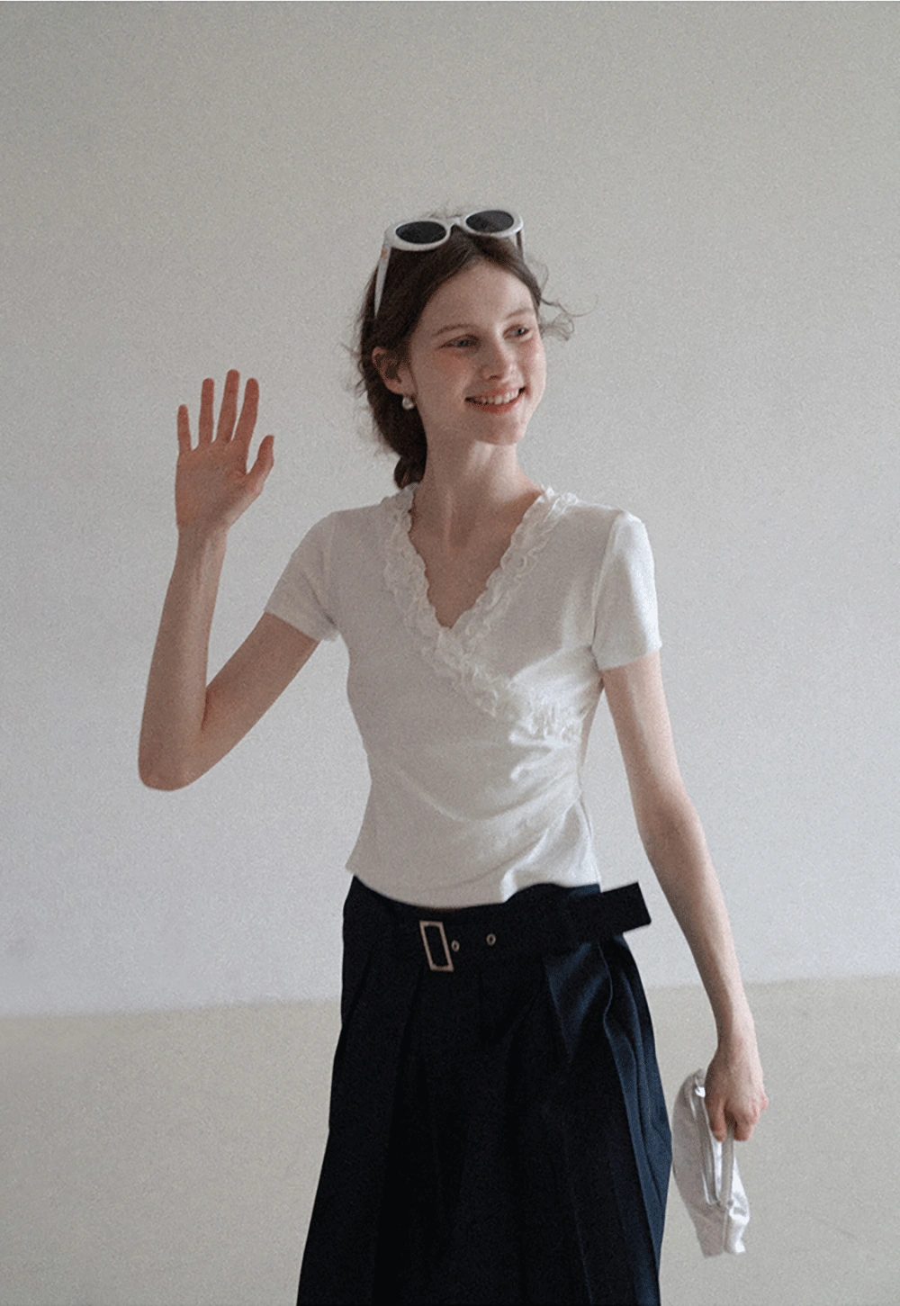 Women's High Waist Pleated Skorts with Belt