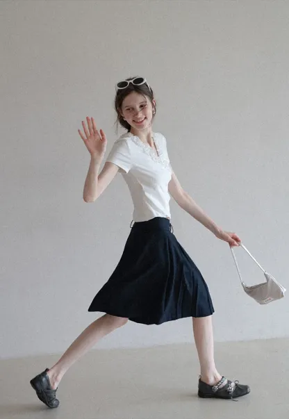 Ruched Trim Wrap Style T-Shirt