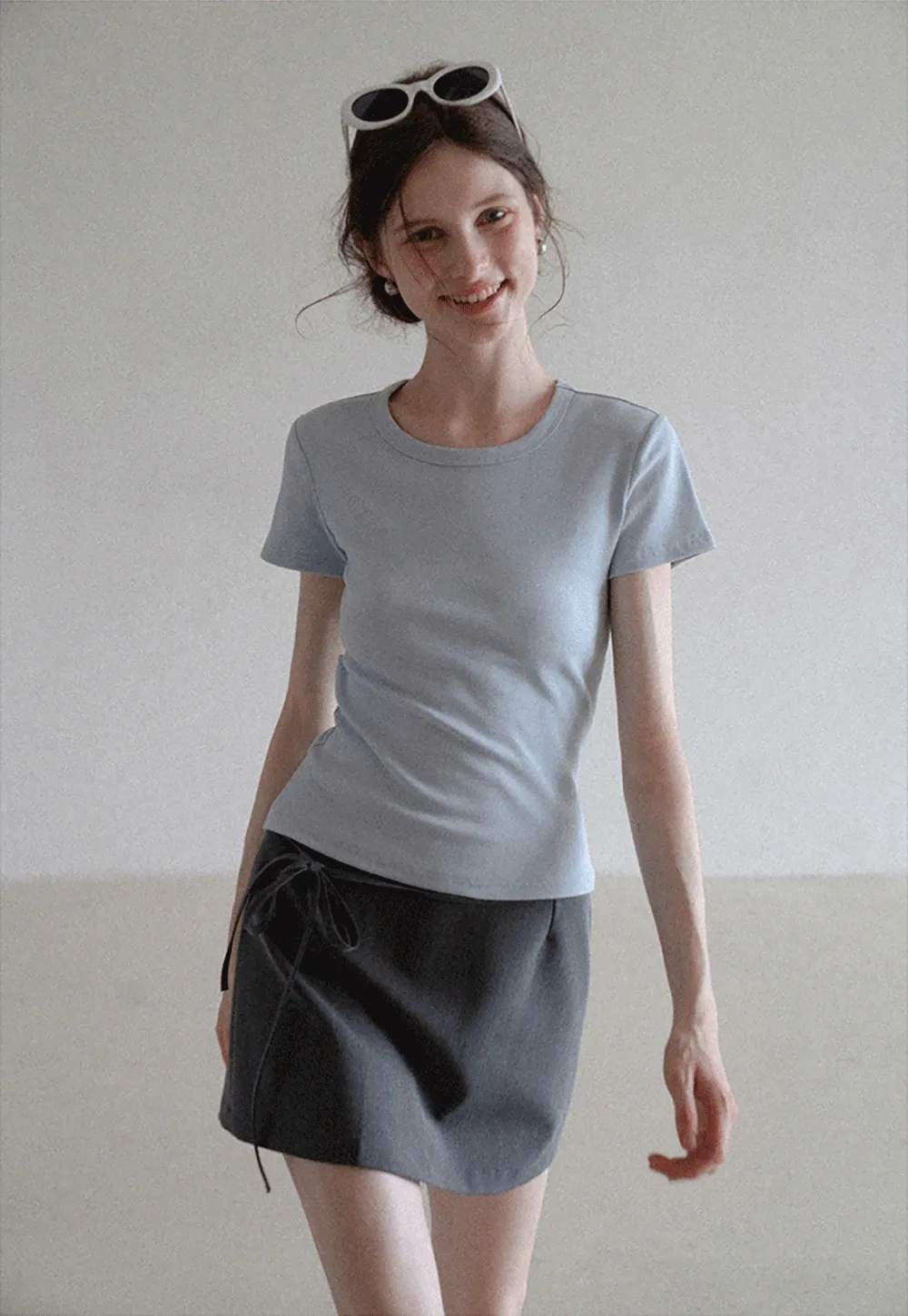 Women’s Basic Ribbed Knit T-Shirt